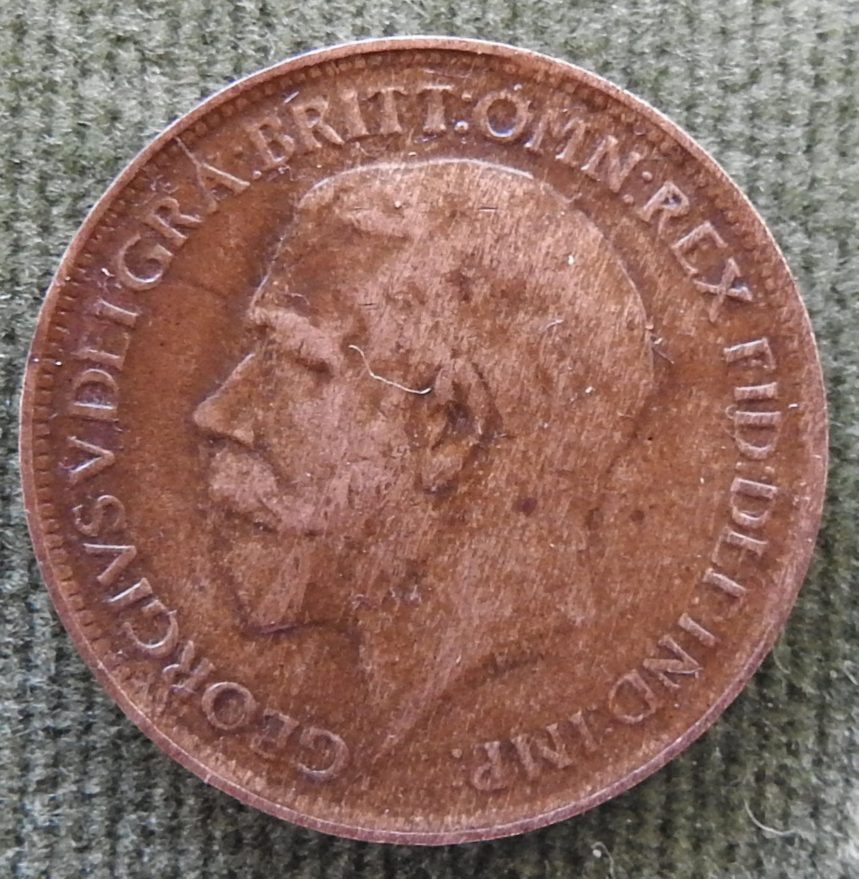 GB British UK English 1919 Farthing King George V Coin