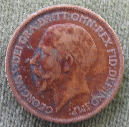 GB British UK English 1920 Half Penny King George V Coin