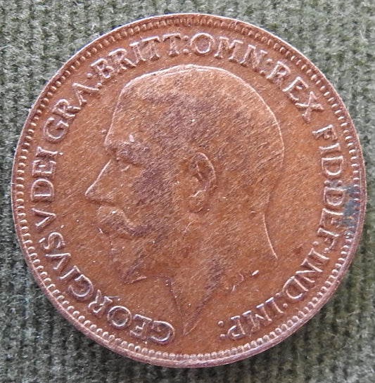 GB British UK English 1920 Farthing King George V Coin
