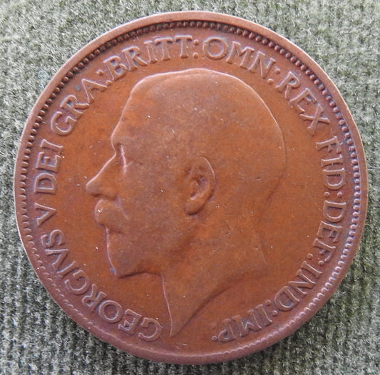 GB British UK English 1921 Half Penny King George V Coin