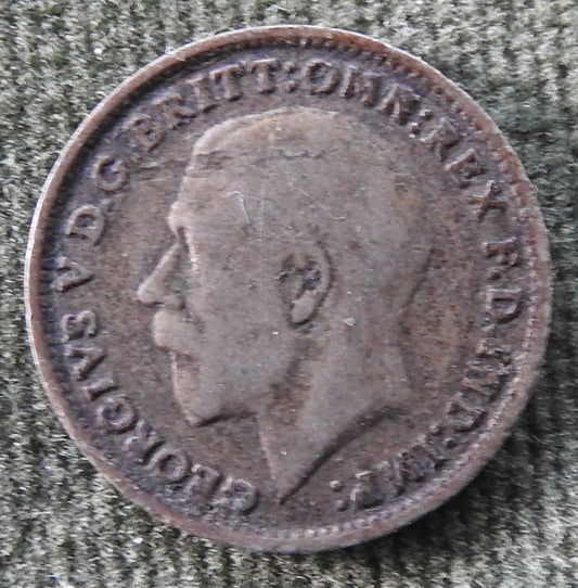 GB British UK English 1921 Three Pence King George V Coin - Variety