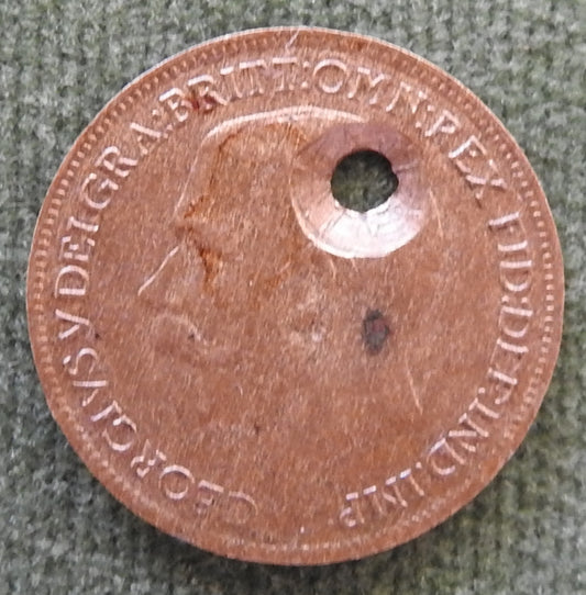 GB British UK English 1921 Farthing King George V Coin