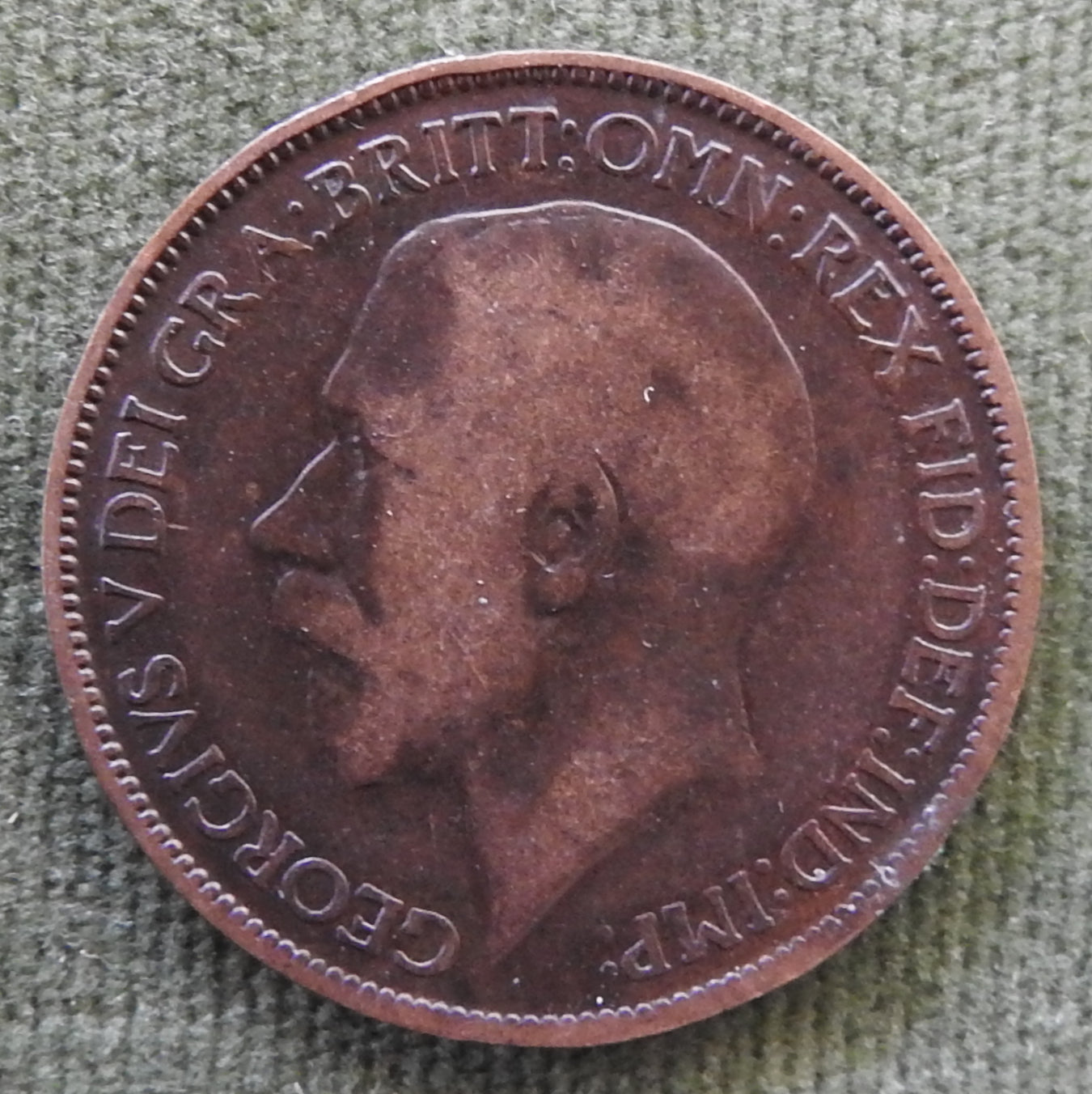 GB British UK English 1923 Half Penny King George V Coin