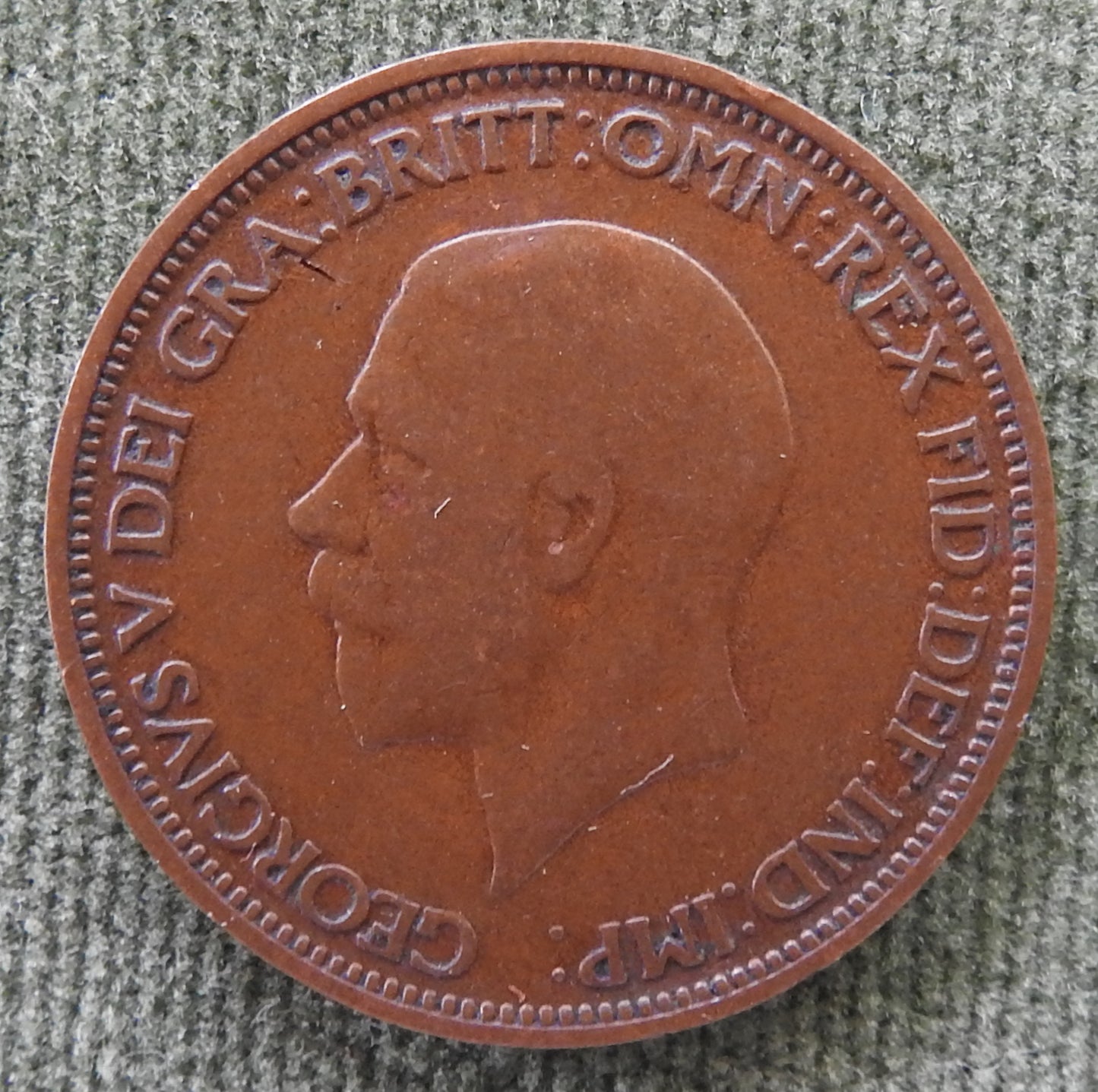 GB British UK English 1928 Half Penny King George V Coin