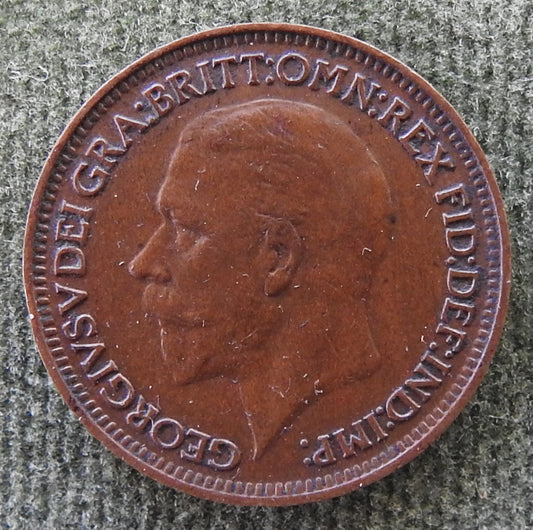GB British UK English 1929 Farthing King George V Coin
