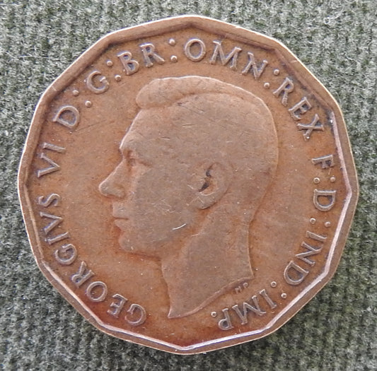 GB British UK English 1940 Three Pence 3p King George VI Coin
