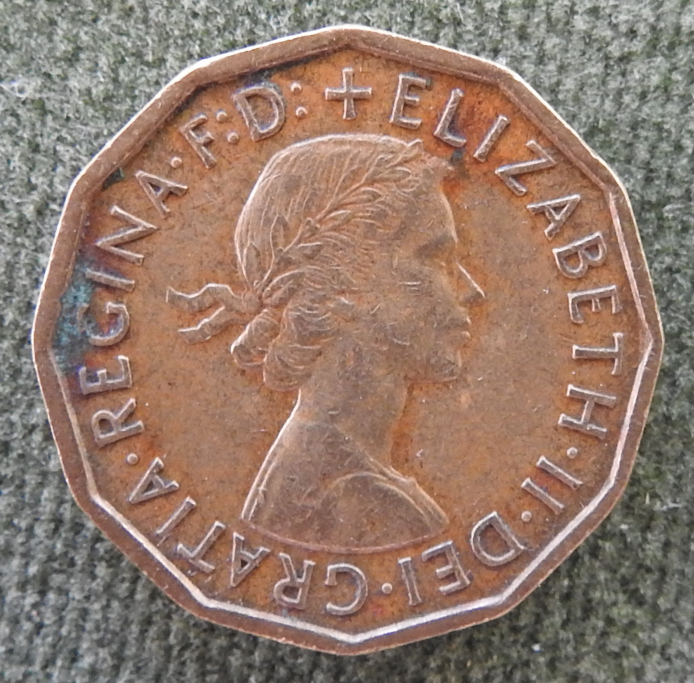 GB British UK English 1960 Three Pence 3p King George VI Coin