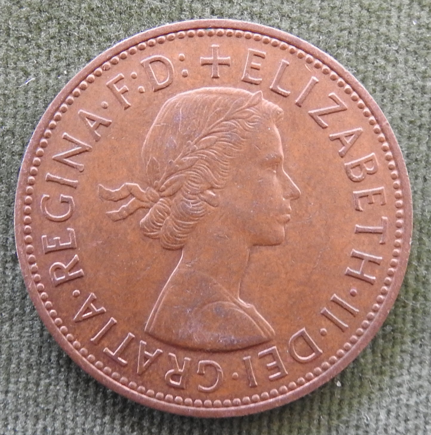 GB British UK English 1966 Penny Queen Elizabeth II Coin