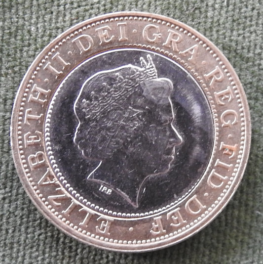 GB British UK English 1998 2 Pound Bimetallic Technologies QEII Coin