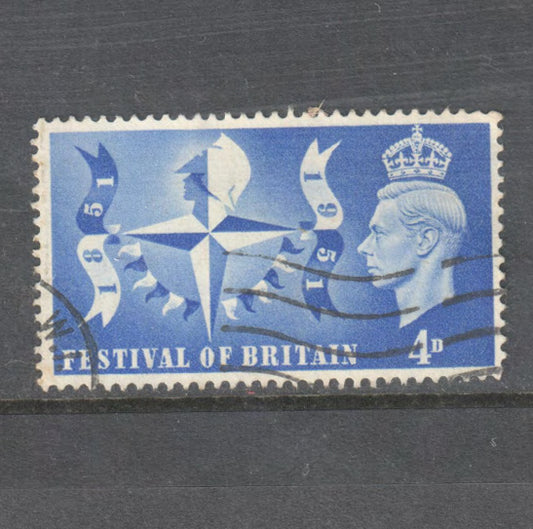 GB Great Britain England 1951 British Anniversary Exhibition Stamp - Cancelled