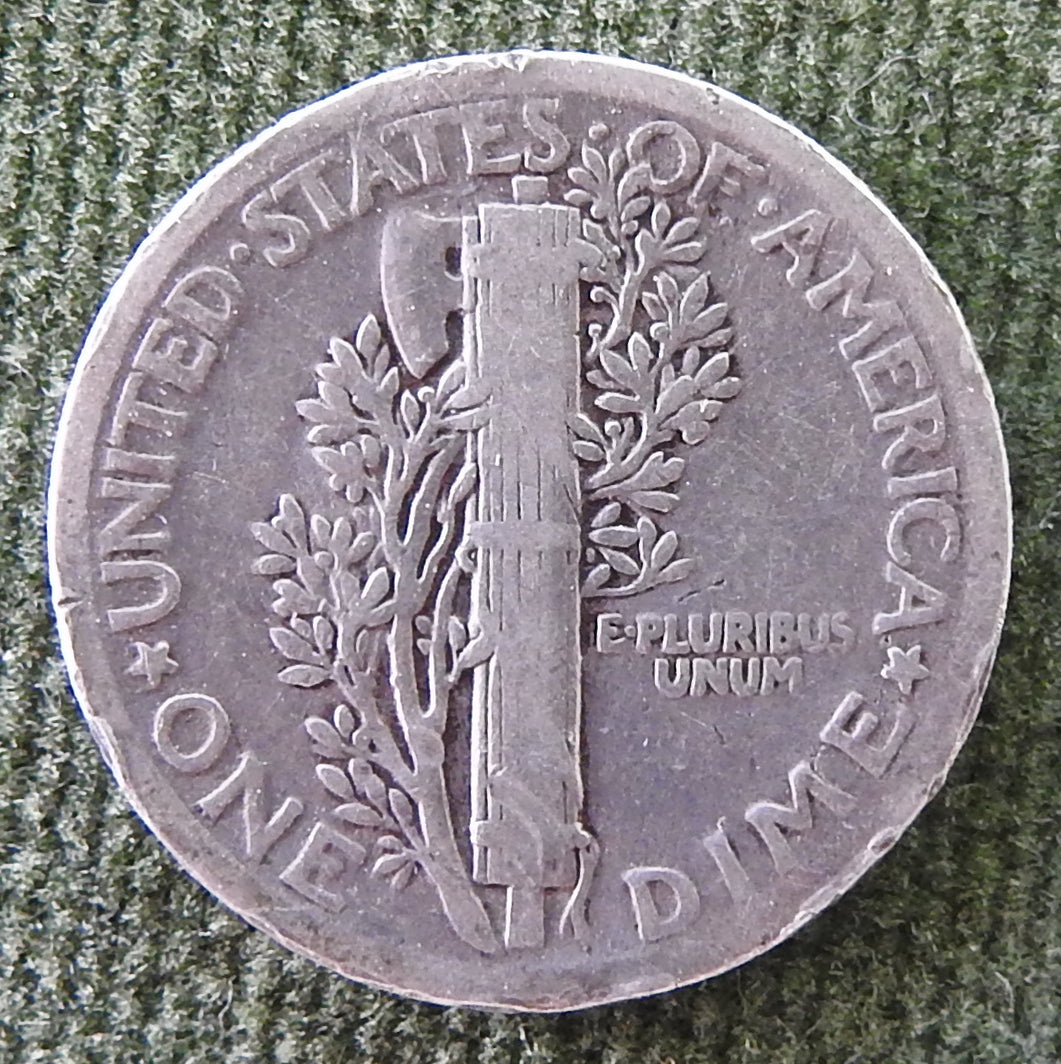 USA American 1919 Silver Winged Mercury Dime Coin - Circulated