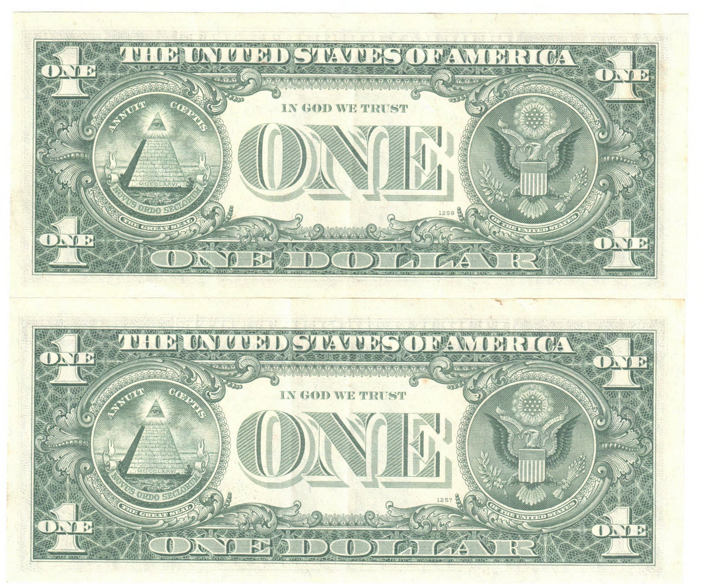 USA 1969 $1 One Dollar Banknote Chicargo Pair s/n G 49835790 C & 91