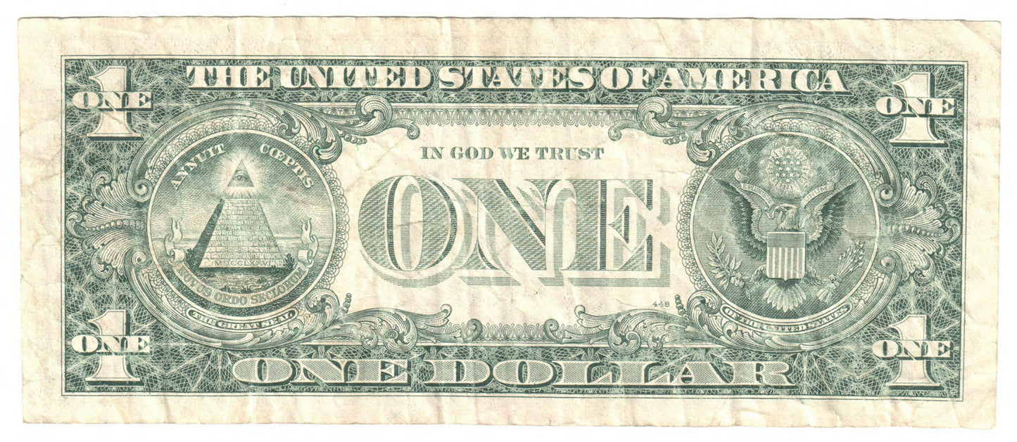 USA 1988 $1 One Dollar Banknote Kansas City s/n J 44850701 A