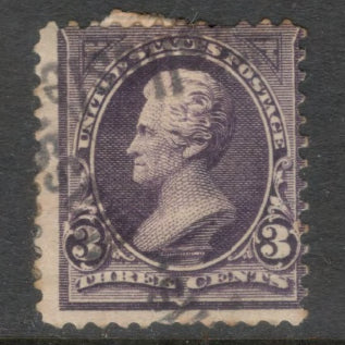 USA America 1890 3c Purple Andrew Jackson Stamp - Perfin: 12.0