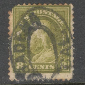USA America 1912 8c Olive Green Benjamin Franklin Stamp - Perfin: 12.0