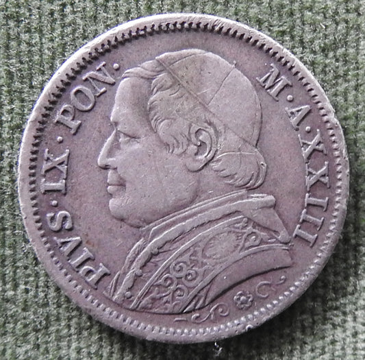 Vatican 1869 R 1 Lira Vatican Coin - Grades as Very Fine