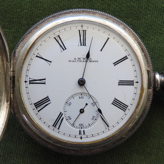 Waltham A.W.W.Co. 925 Full Hunter Sterling Silver Pocket Watch (Slimline)