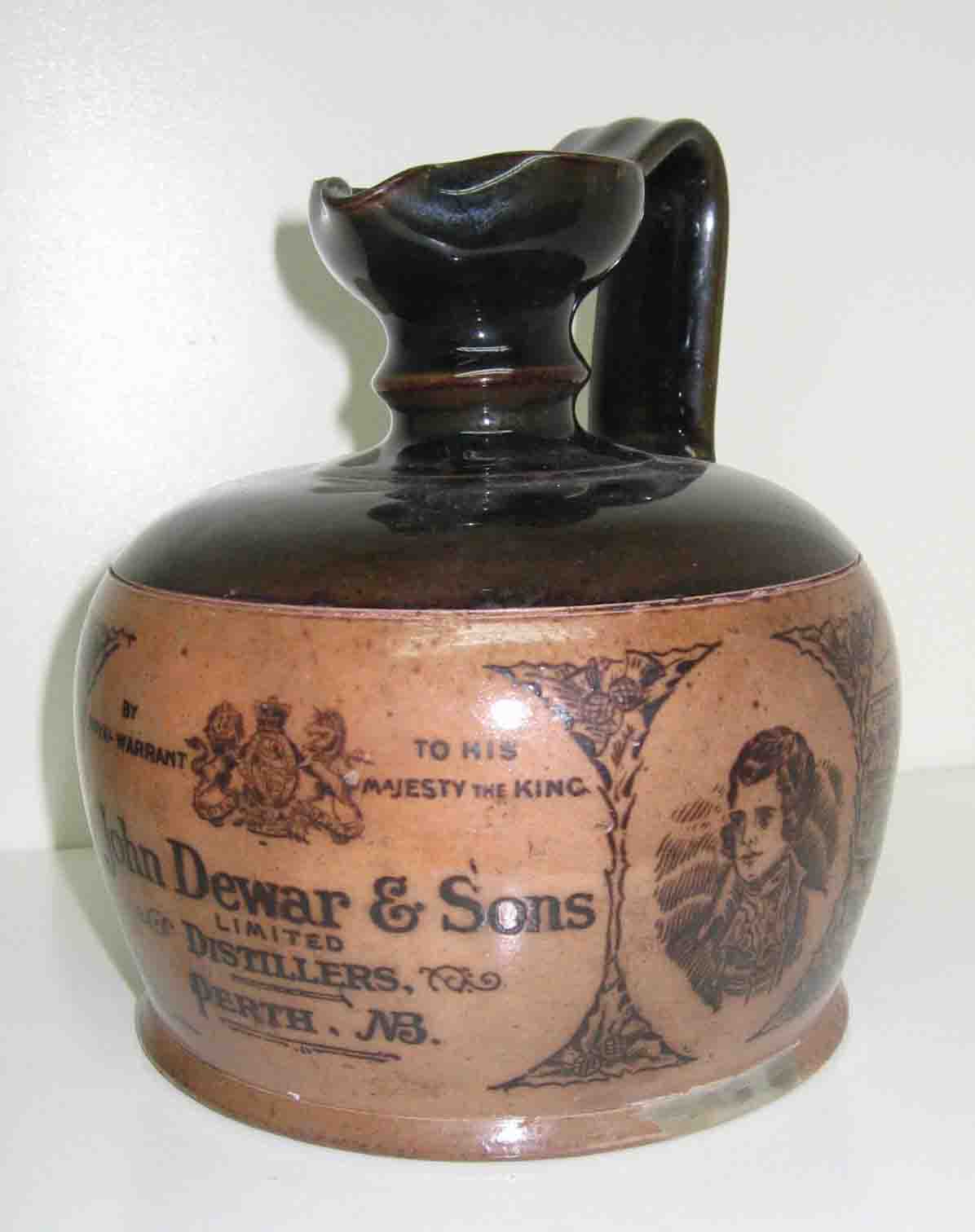 John Dewar green stoneware whiskey crock