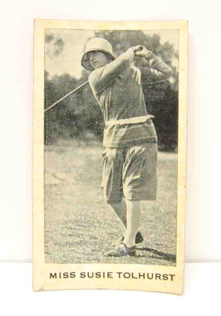 Cigarette card Susie Tolhurst #?? in a series of Australian Sporting celebrities issued by Godfrey Phillips.