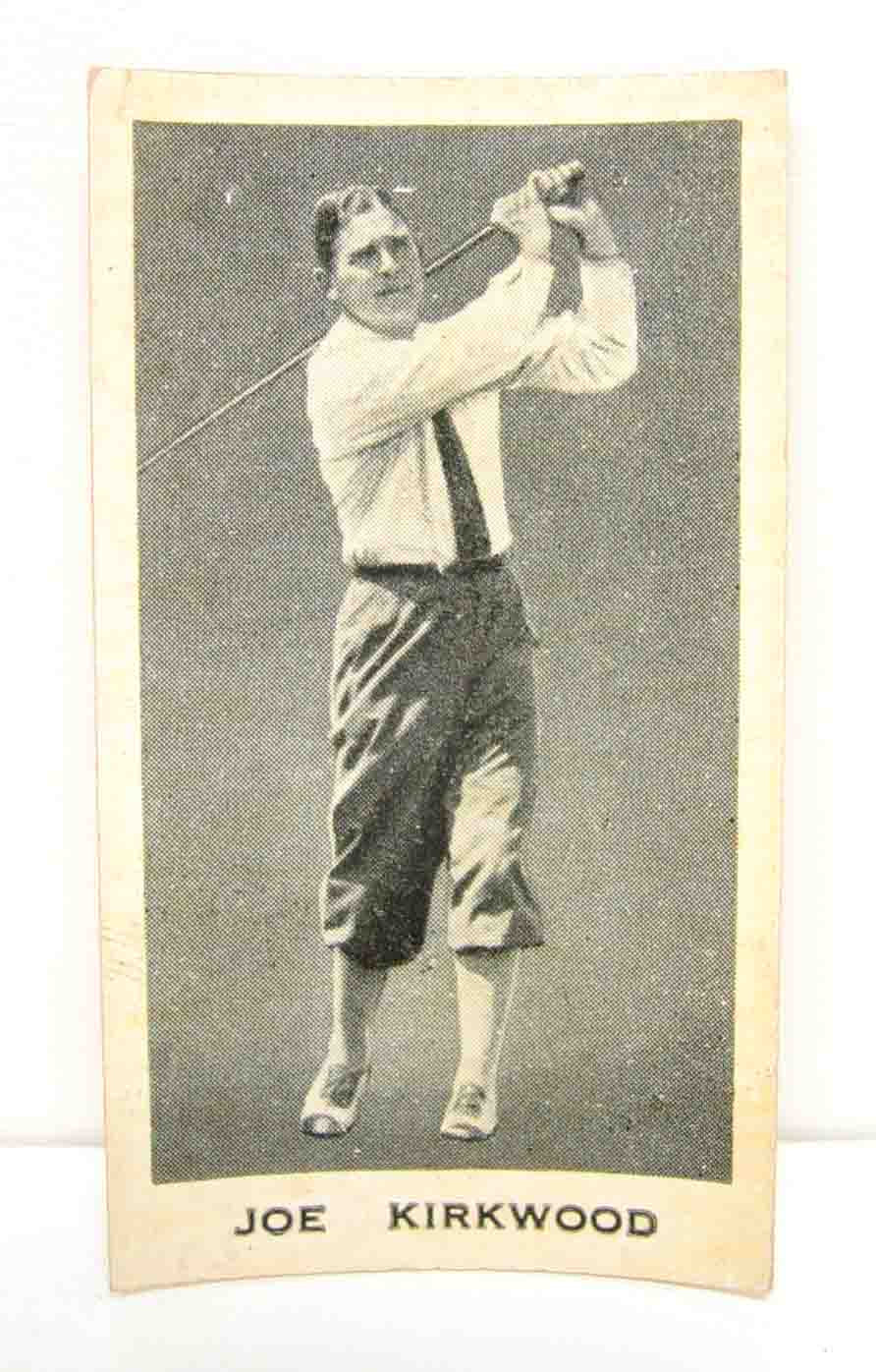 Cigarette card Joe Kirkwood #7 in a series of Australian Sporting celebrities issued by Godfrey Phillips.