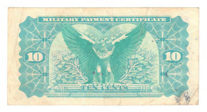 USA American 10 Cent MPC Military Payment Certificate Series 692 Issue 19 s/n E08886141E