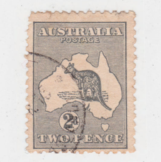 Australian 1913 2d 2 Penny Grey Kangaroo Stamp - Perf: 11.5-12