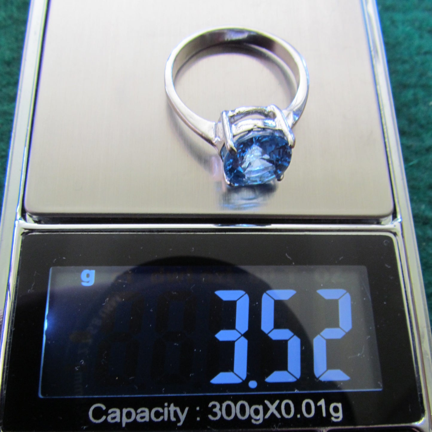 Silver Claw Set Blue Topaz Dress Ring