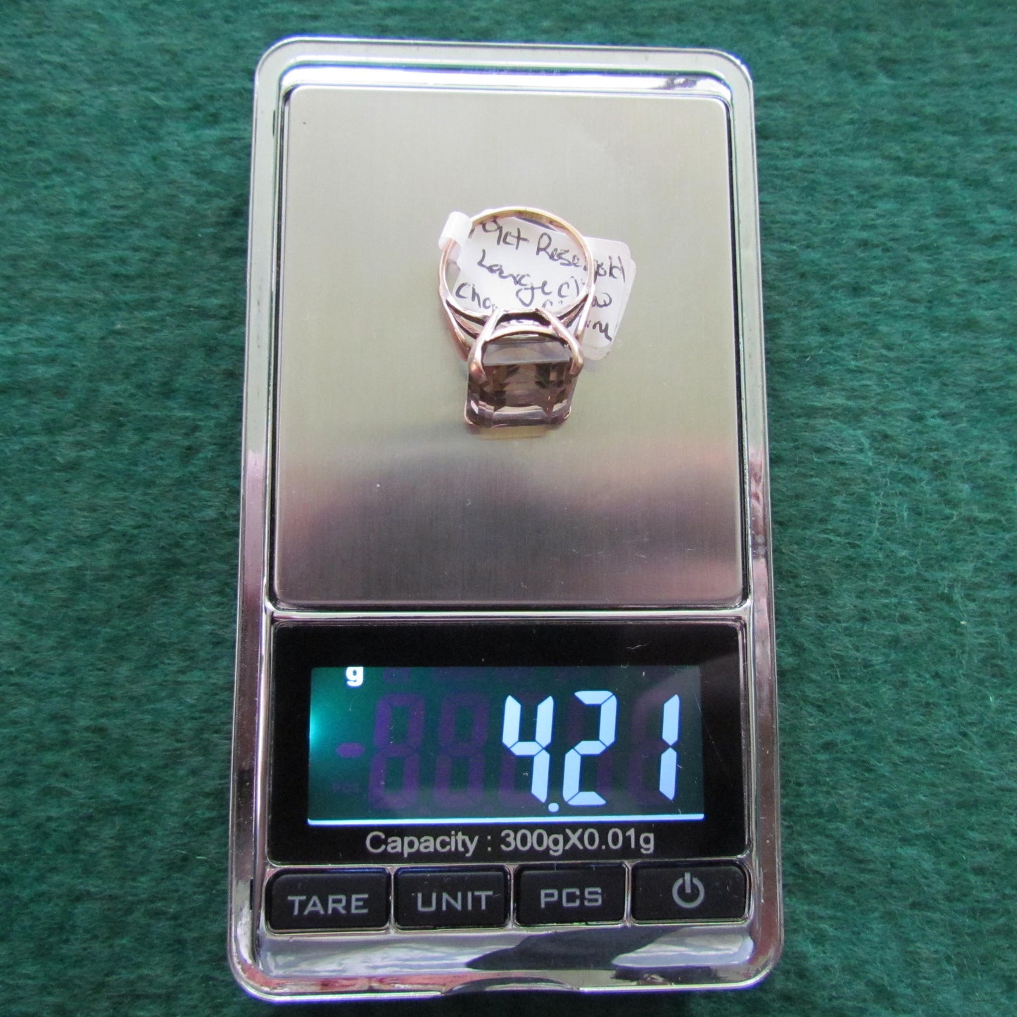 9ct Gold Champagne Citrine Baguette Cut Dress Ring 4.21 gms