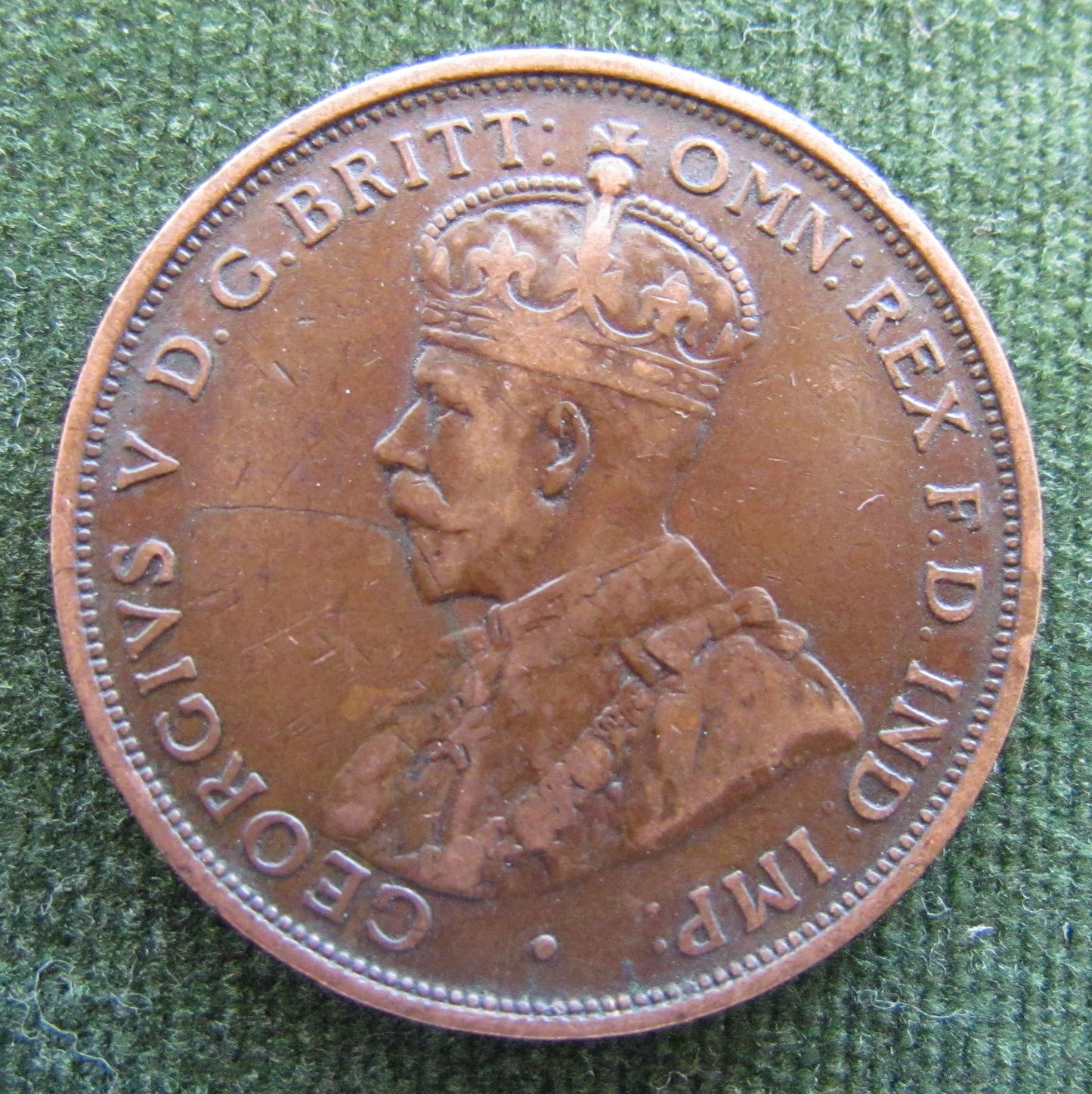 Australian 1912 1d 1 Penny King George V Coin - Variety Die Crack
