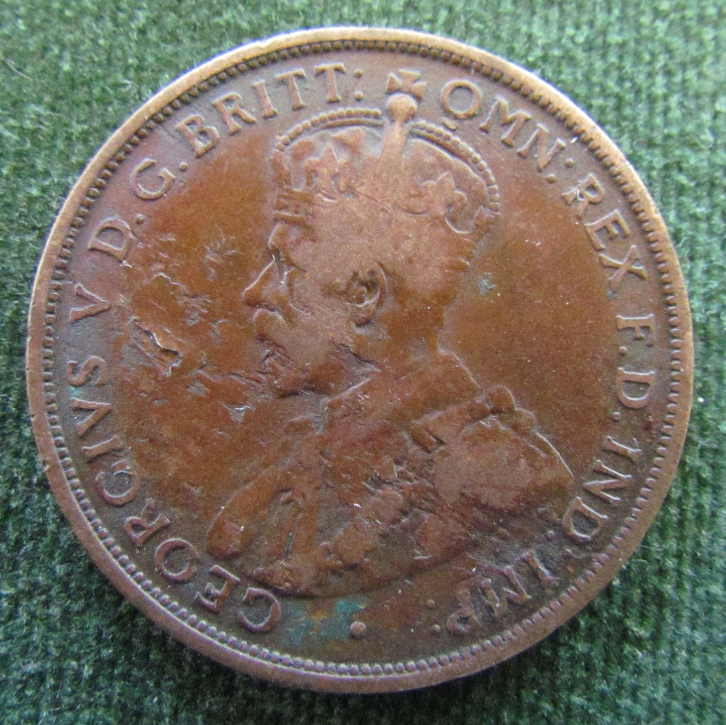 Australian 1919 1d 1 Penny King George V Coin - Variety Lamination Error