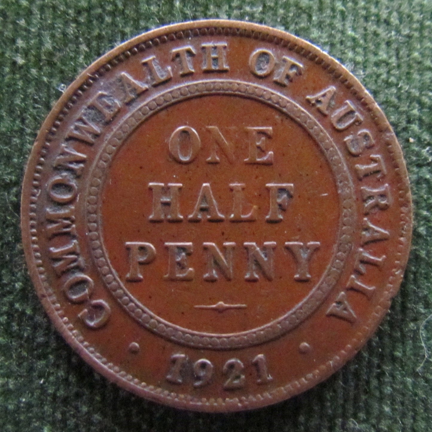 Australian 1921 1/2d Half Penny King George V Coin