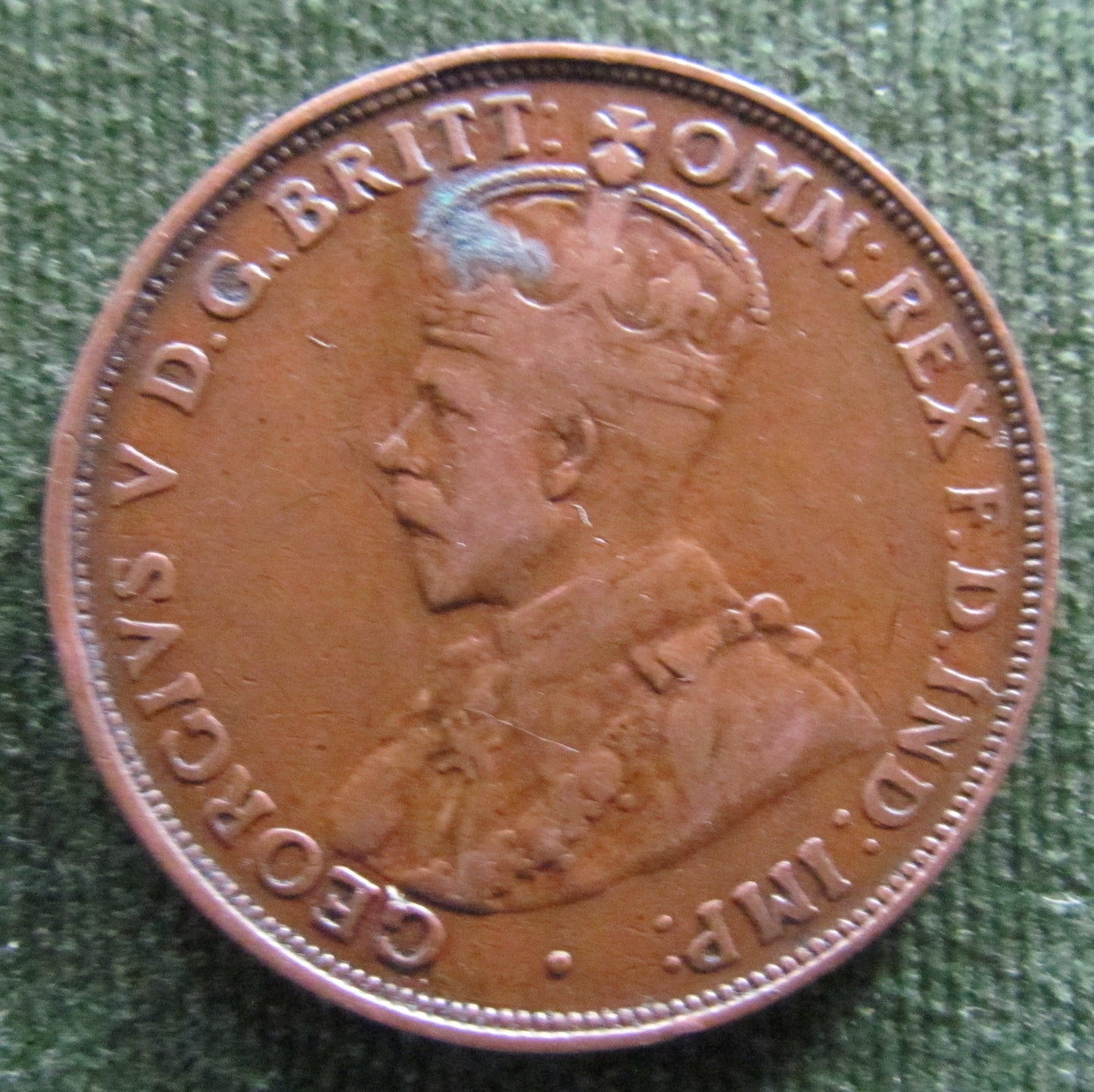 Australian 1921 1d 1 Penny King George V Coin - Variety Rim Hit
