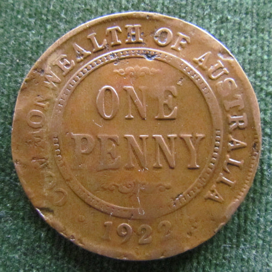 Australian 1922 1d 1 Penny King George V Coin - Variety Die Issues