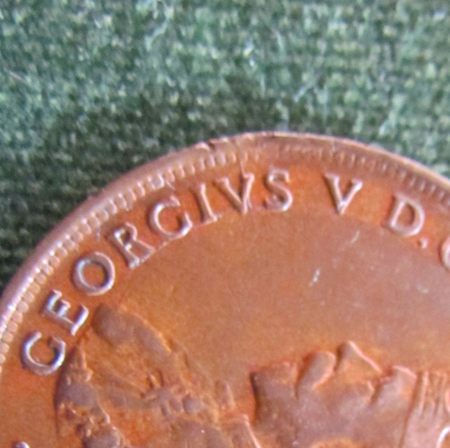 Australian 1927 1d 1 Penny King George V Coin - Variety Die Crack