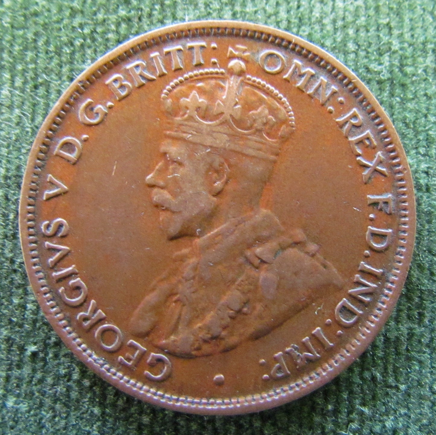 Australian 1927 1/2d Half Penny King George V Coin - Variety Die Crack