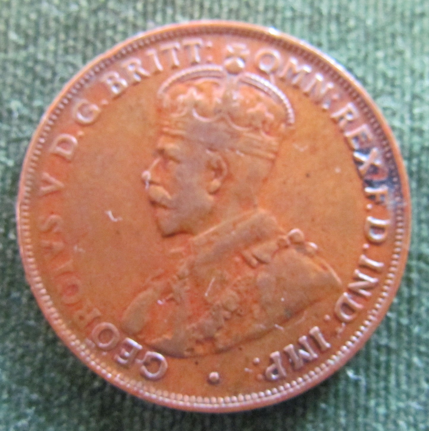 Australian 1927 1d 1 Penny King George V Coin - Variety Lettering Fadeout
