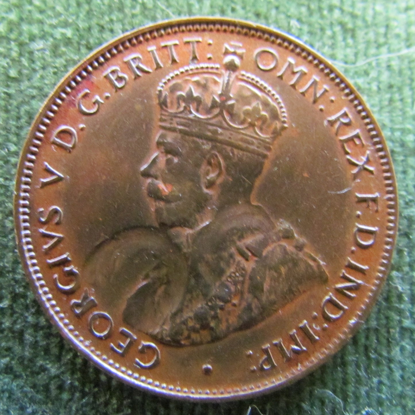 Australian 1933 1/2d Half Penny King George V Coin - Variety Low Circulation Error Coin
