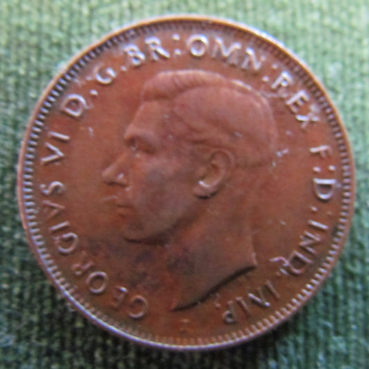 Australian 1942 I 1/2d Half Penny King George VI Coin - Variety Lamination Error