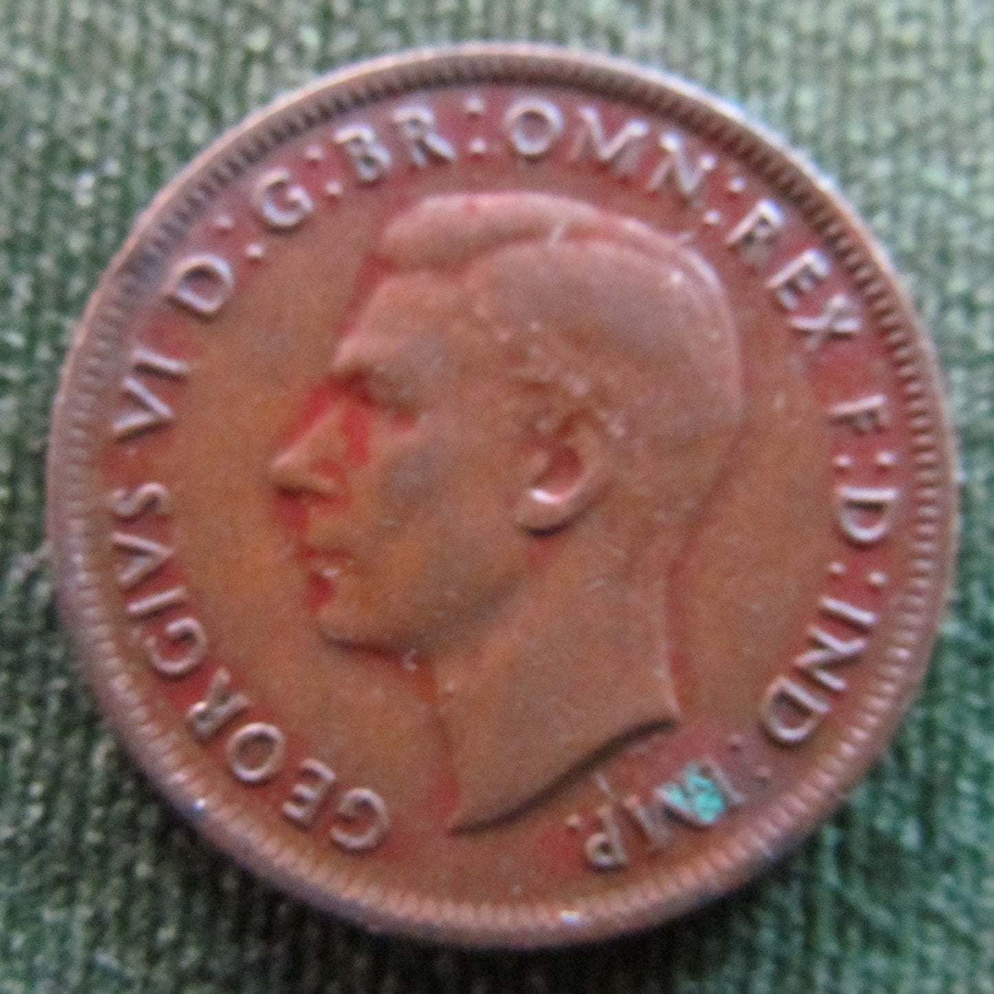 Australian 1943 1/2d Half Penny King George VI Coin - Variety Poorly Defined Rim