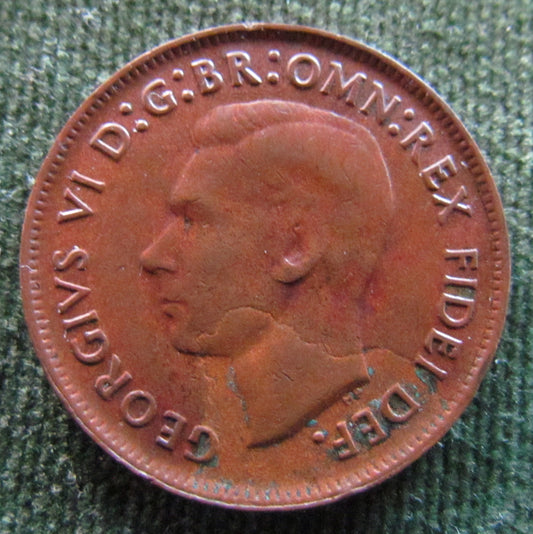 Australian 1950 Y. 1/2d Half Penny King George VI Coin - Variety Die Crack