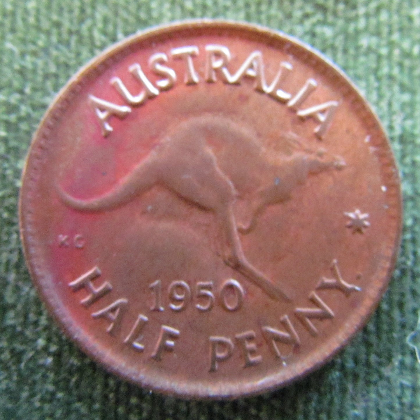 Australian 1950Y. 1/2d Half Penny King George VI Coin - Variety Rim Cud