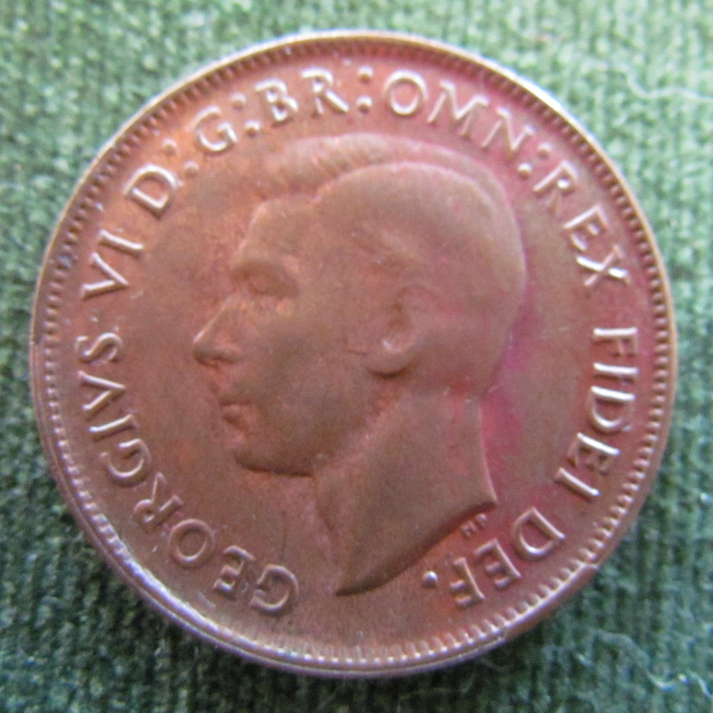 Australian 1950Y. 1/2d Half Penny King George VI Coin - Variety Rim Cud