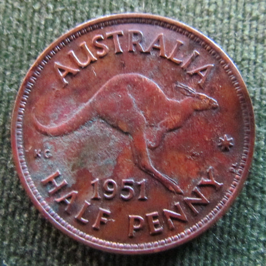 Australian 1951PL 1/2d Half Penny King George VI Coin - Variety Clipped