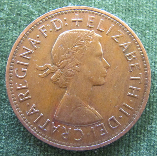 Australian 1958 1d 1 Penny Queen Elizabeth II Coin