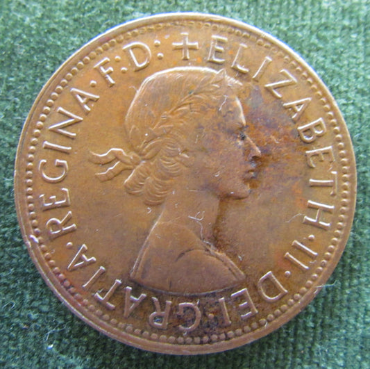 Australian 1959 1d 1 Penny Queen Elizabeth II Coin