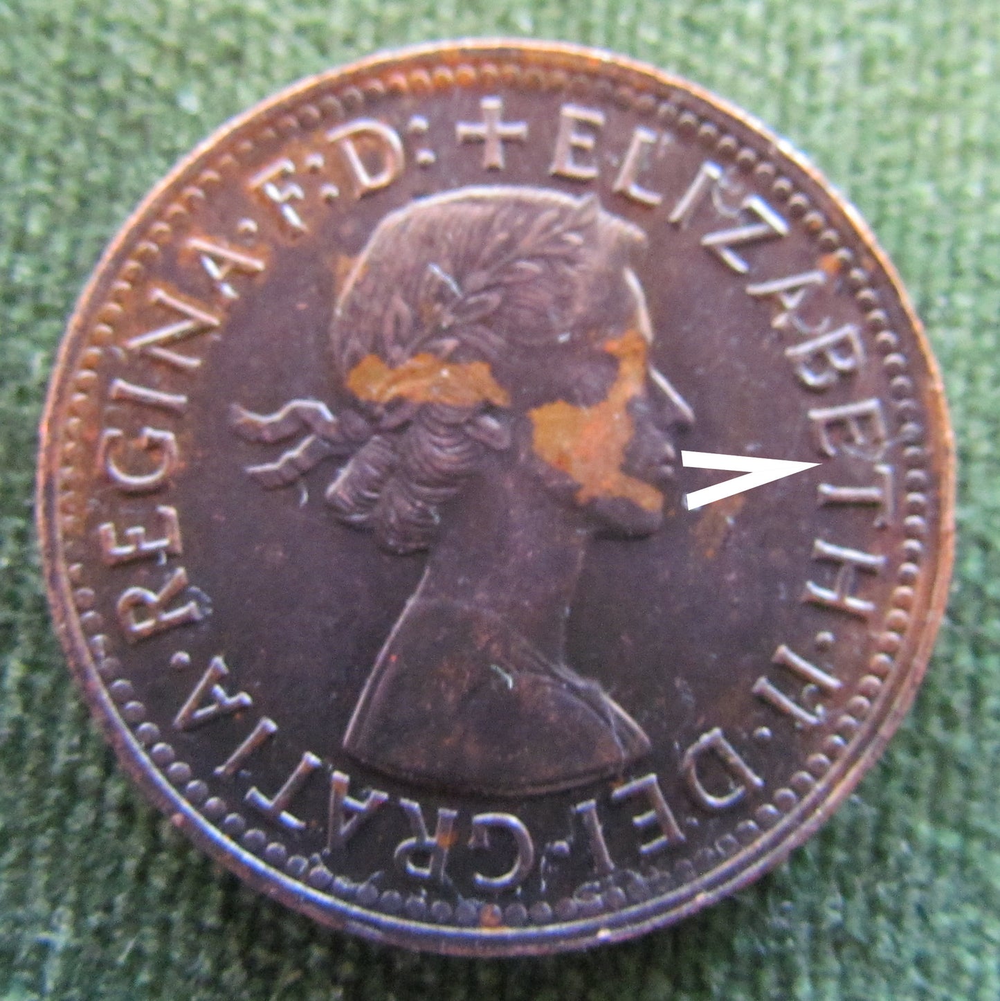 Australian 1960 1/2d Half Penny Queen Elizabeth II Coin - Variety Lamination Error