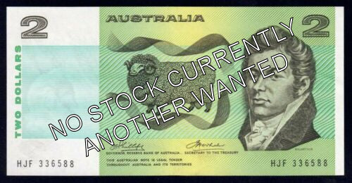 Australian 1974 2 Dollar Phillips Wheeler Note s/n - Circulated