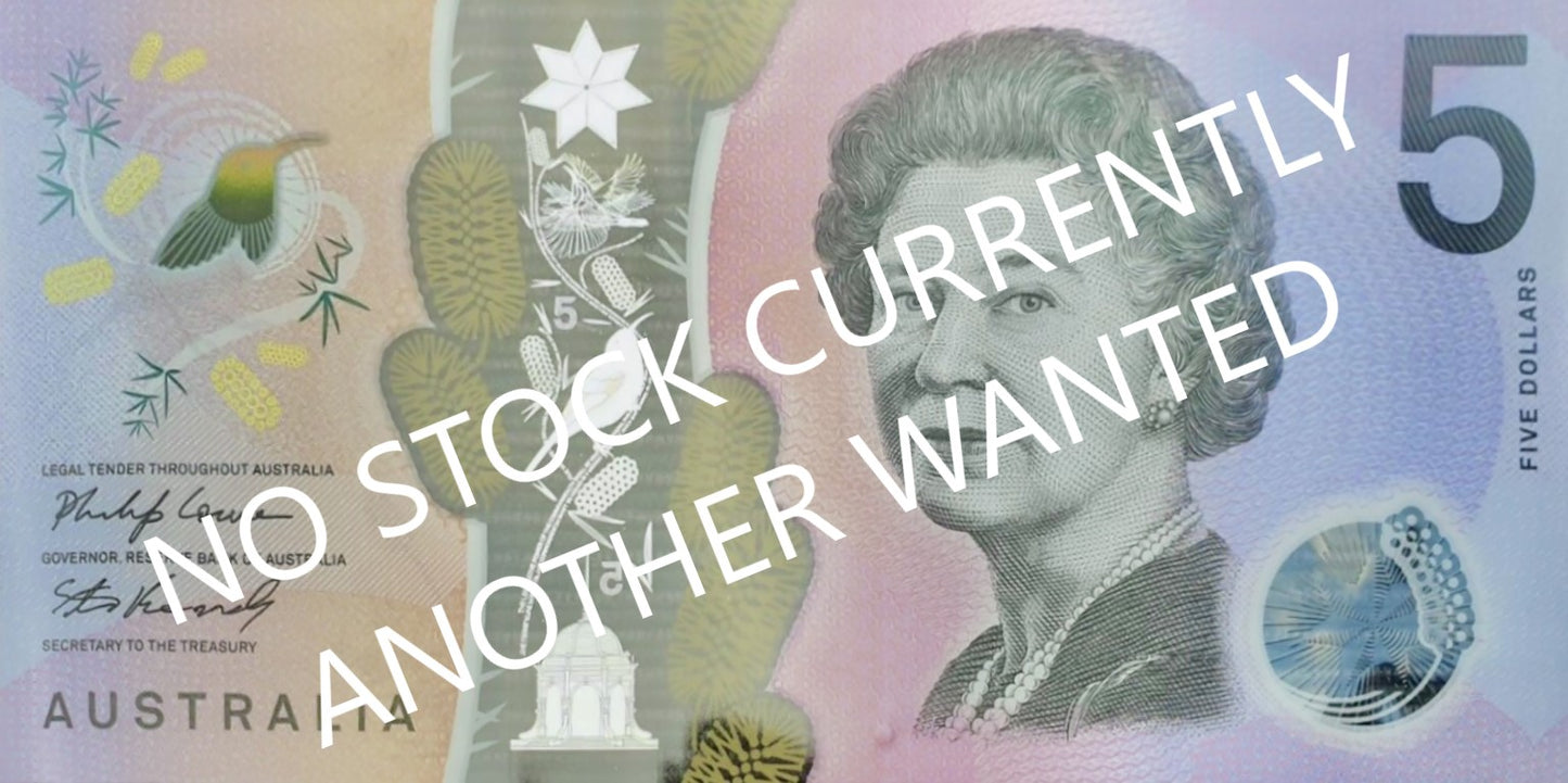 Australian 2019 5 Dollar Lowe Kennedy Polymer Note s/n BC 190070334 - Circulated