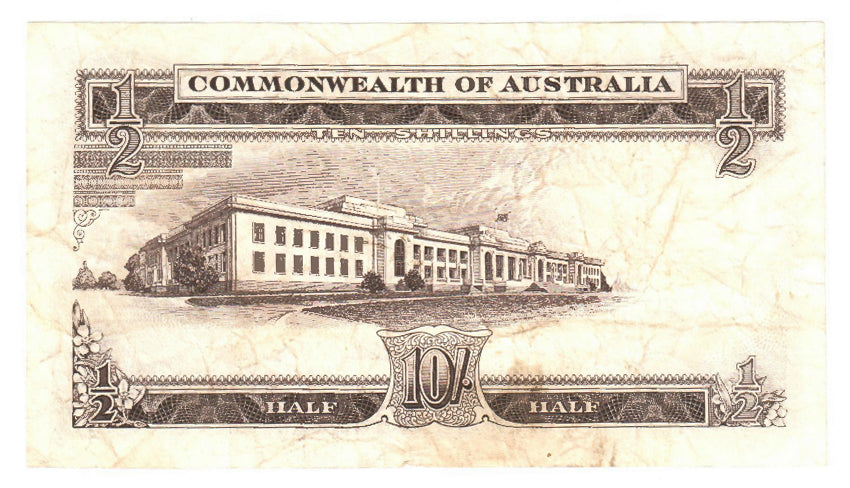 Australian 1954 10 Shilling Coombs Wilson Note s/n AC/64 944974 - Circulated