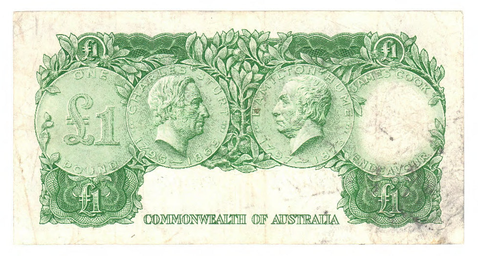 Australian 1961 1 Pound Coombs Wilson Banknote s/n HK/31 688075 - Circulated